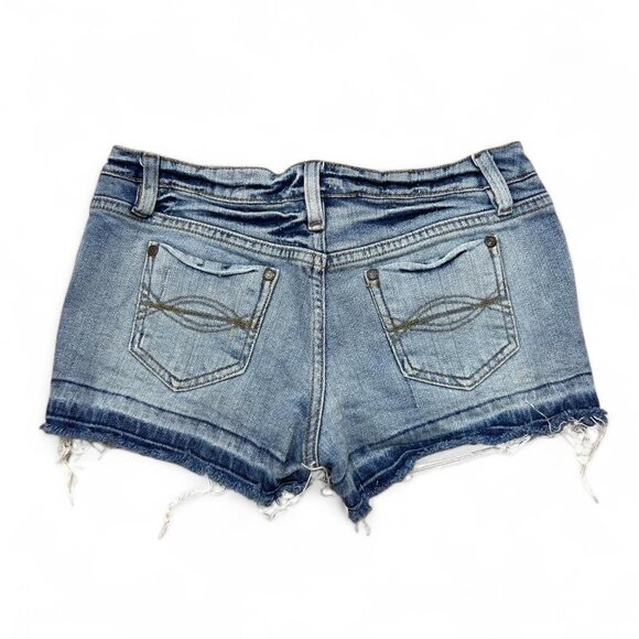 2000s Y2K Vintage No Boundaries Micro Denim Shorts Mini Junior 3‎ Frayed Grunge - Picture 5 of 8